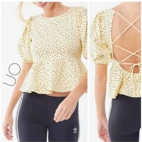 Urban Outfitters Yellow Polka Dot Top - Picture 1 of 6